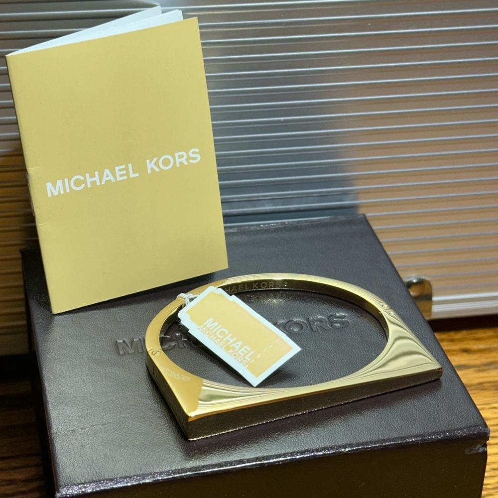 NEW Michael Kors Asymmetrical Gold-Tone Bangle Bracelet